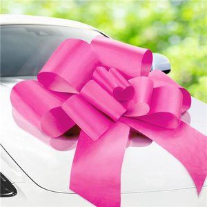 Big Car Bow (Pink, 30 inch)with 2 Gold Accessory Bows, Giant Presents,Girl Party